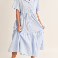 Sailor Collar Midi Dress