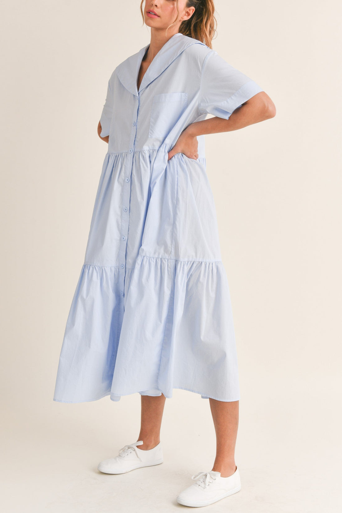 Sailor Collar Midi Dress