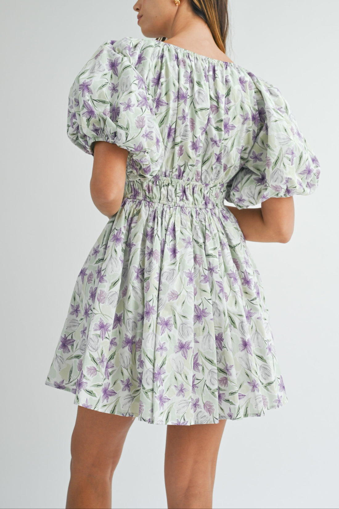 Floral Puff Sleeve Mini Dress