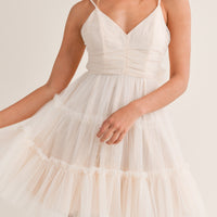 Tulle Mesh Bow Back Mini Dress