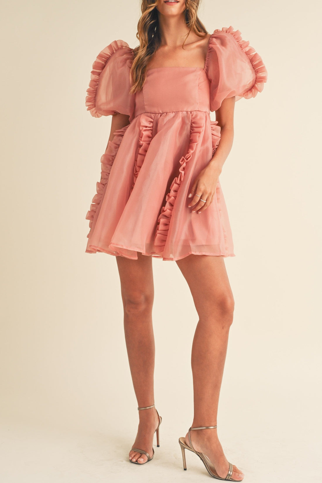 Organza Ruffle Mini Babydoll Dress