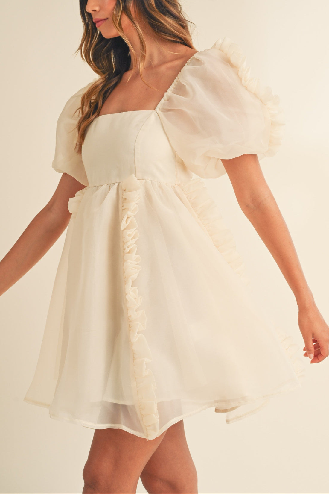 Organza Ruffle Mini Babydoll Dress