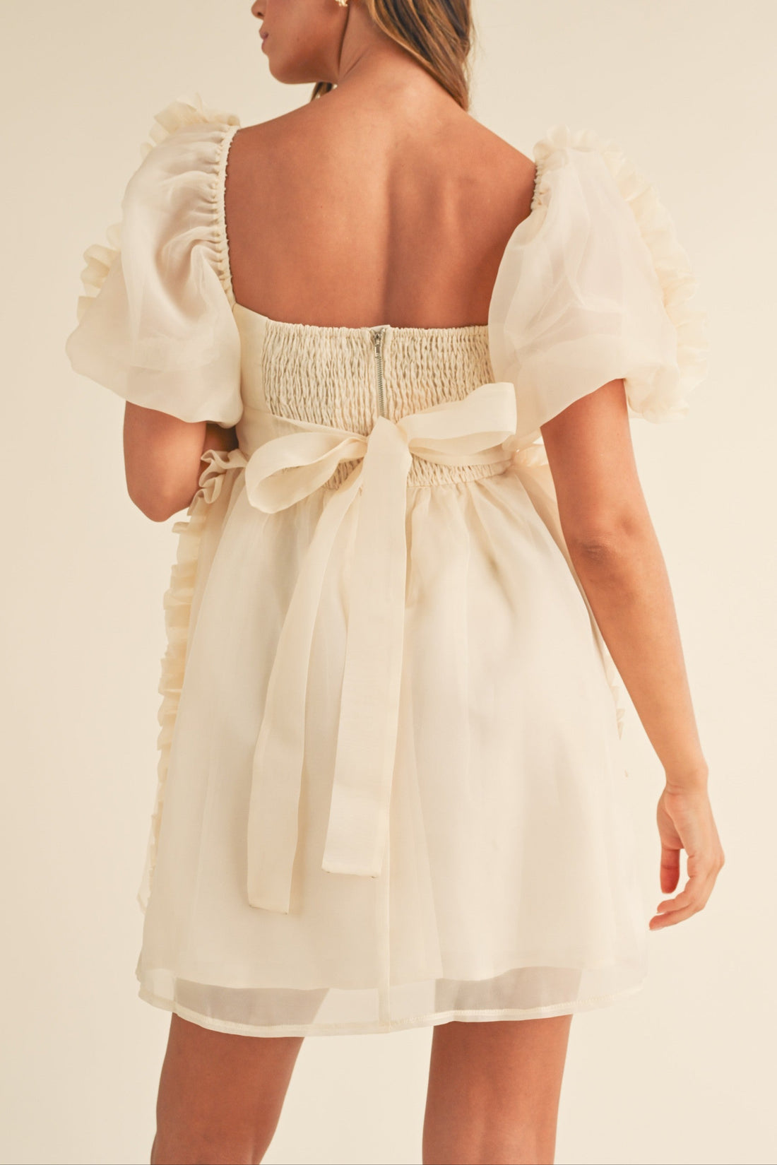 Organza Ruffle Mini Babydoll Dress