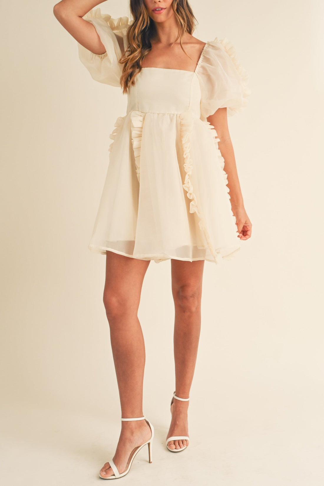 Organza Ruffle Mini Babydoll Dress