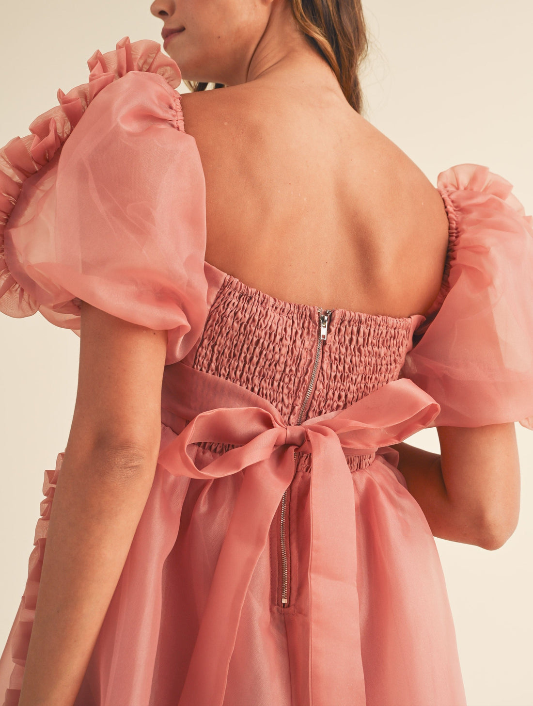 Organza Ruffle Mini Babydoll Dress