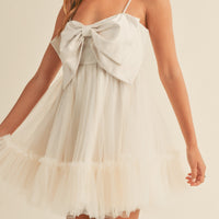 Front Bow Babydoll Mini Dress