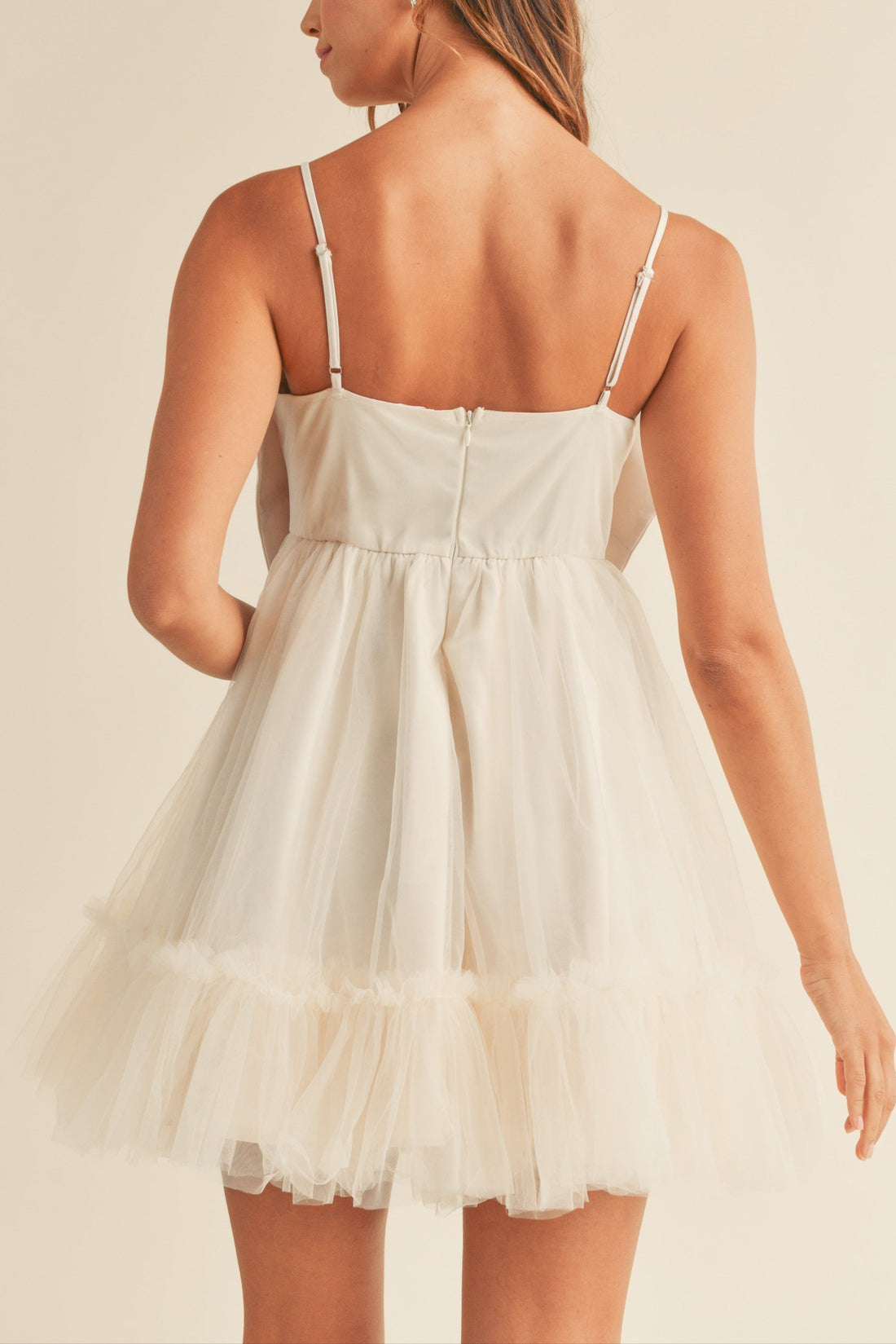 Front Bow Babydoll Mini Dress