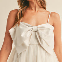 Front Bow Babydoll Mini Dress