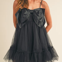 Front Bow Babydoll Mini Dress