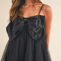 Front Bow Babydoll Mini Dress