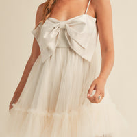 Front Bow Babydoll Mini Dress