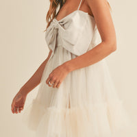 Front Bow Babydoll Mini Dress