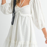 White Eyelet Lace Midi Dress