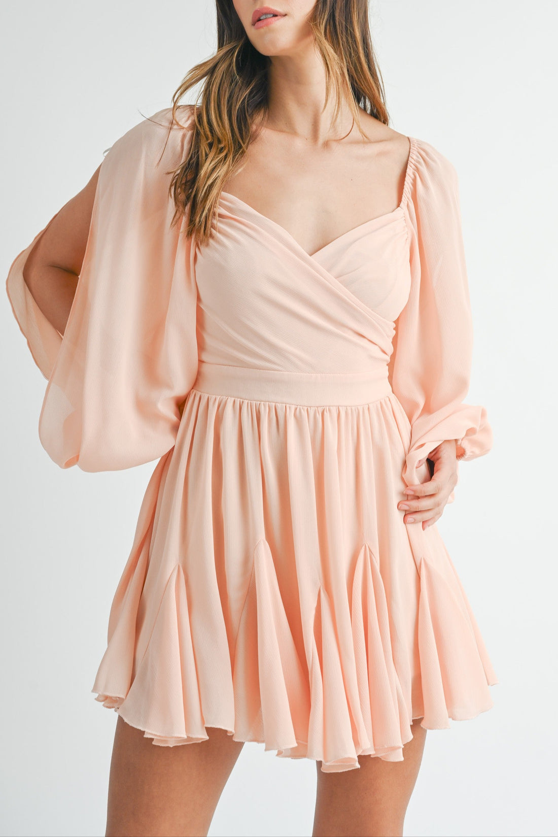 Back Lace Up Ruffle Mini Dress