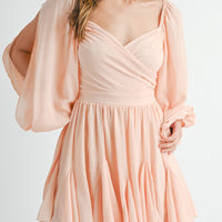 Back Lace Up Ruffle Mini Dress