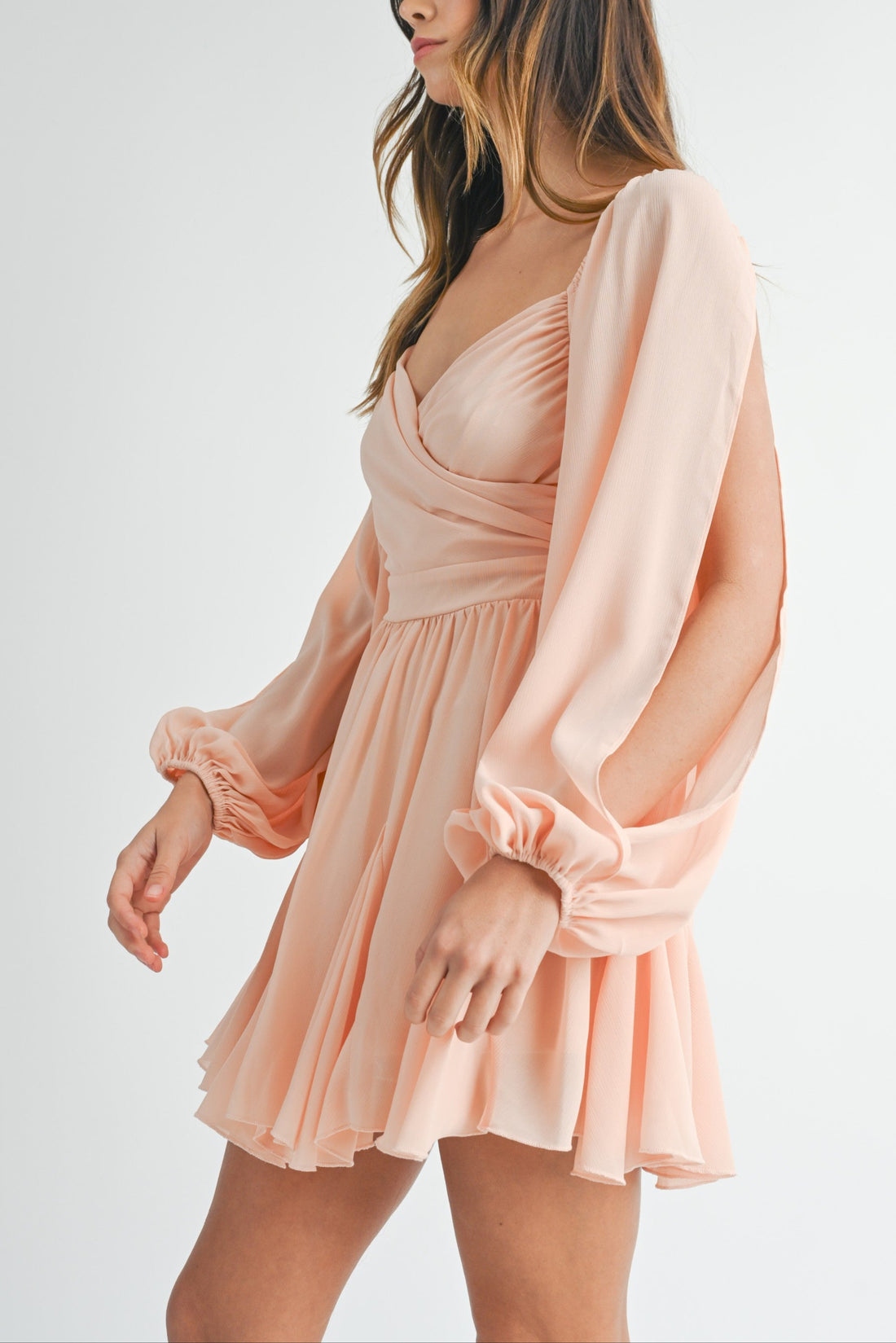 Back Lace Up Ruffle Mini Dress