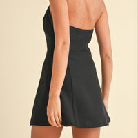 Jewel Bow Slit  Halter Mini Dress