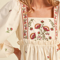 Floral Embroidered Babydoll Dress