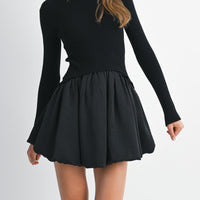 Knit Sweater with Bubble Mini Skirt Dress