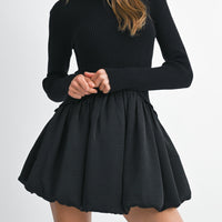 Knit Sweater with Bubble Mini Skirt Dress