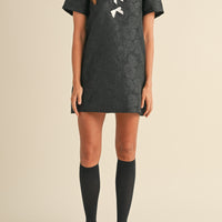 Floral Jacquard Peter Pan Collared Mini Dress