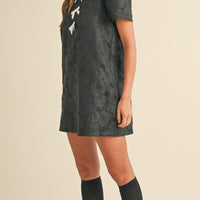 Floral Jacquard Peter Pan Collared Mini Dress