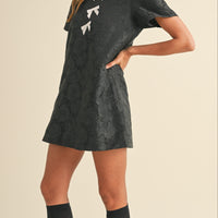 Floral Jacquard Peter Pan Collared Mini Dress