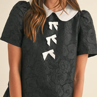 Floral Jacquard Peter Pan Collared Mini Dress