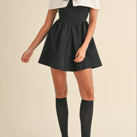 Bow Detail Off Shoulder Contrast Fit & Flare Dress