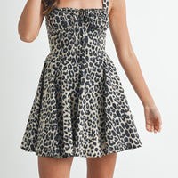 Leopard Bustier Lace Up Mini Dress