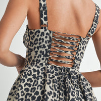 Leopard Bustier Lace Up Mini Dress