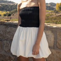 Two-Tone Strapless Bubble Mini Dress | Angenoirapparel