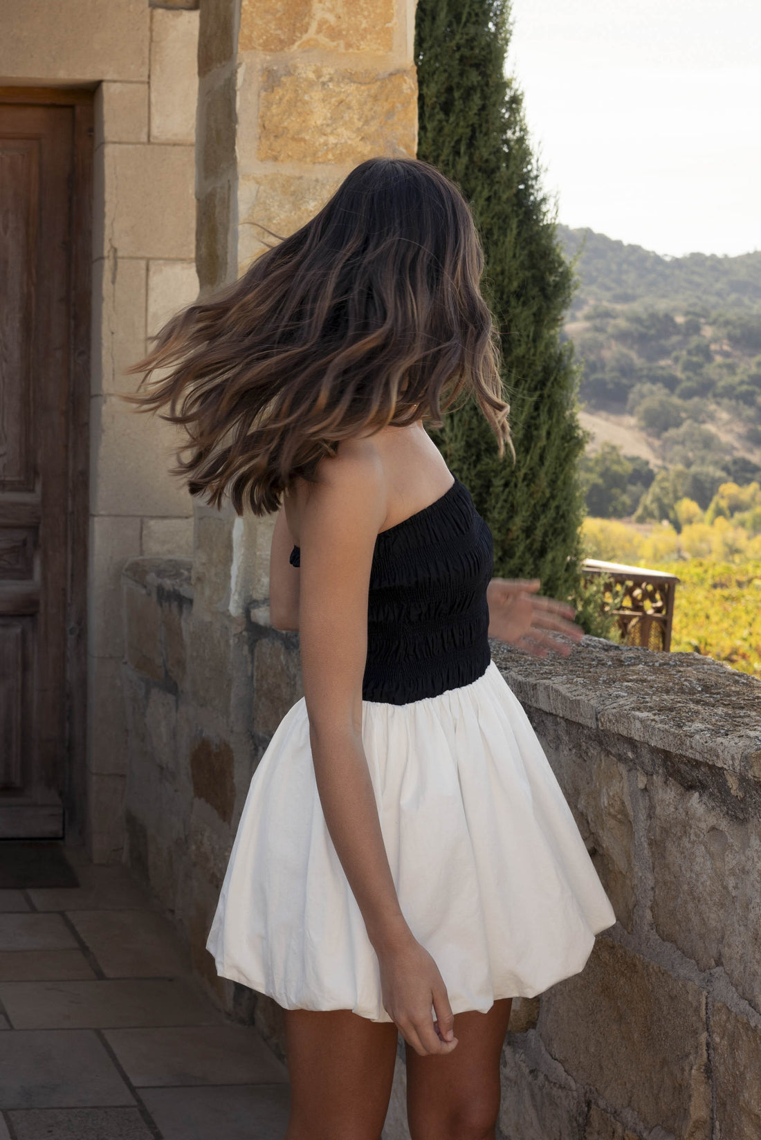 Two-Tone Strapless Bubble Mini Dress | Angenoirapparel