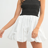 Two-Tone Strapless Bubble Mini Dress | Angenoirapparel