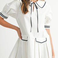 Peter Pan Collar Pleated Mini Dress