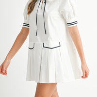 Peter Pan Collar Pleated Mini Dress