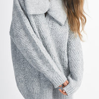 Bow Detail Cable Knit Oversized Sweater MIni Dress