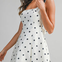 Polka Dot Satin Mini Dress with Bow Straps
