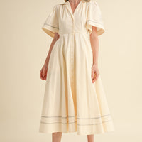 Embroidery Floral Button Down Maxi Dress