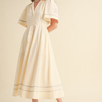 Embroidery Floral Button Down Maxi Dress