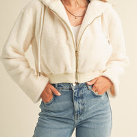 Faux Fur Hoodie Crop Jacket