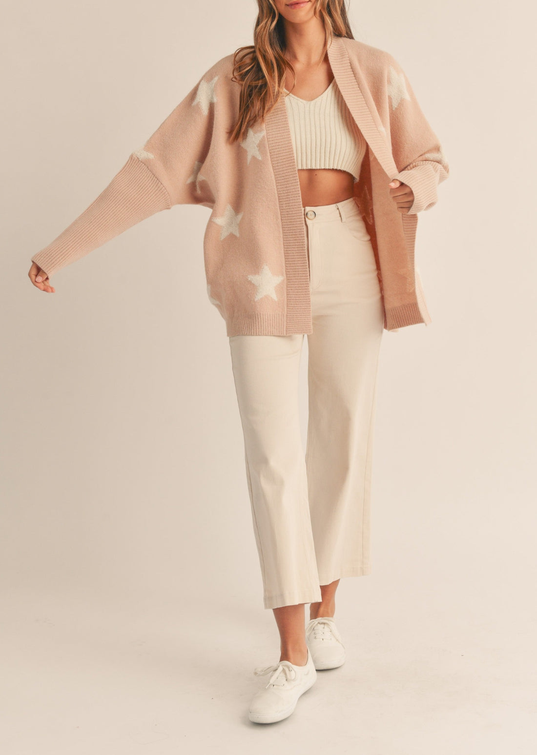 Star Open Knit Sweater Cardigan