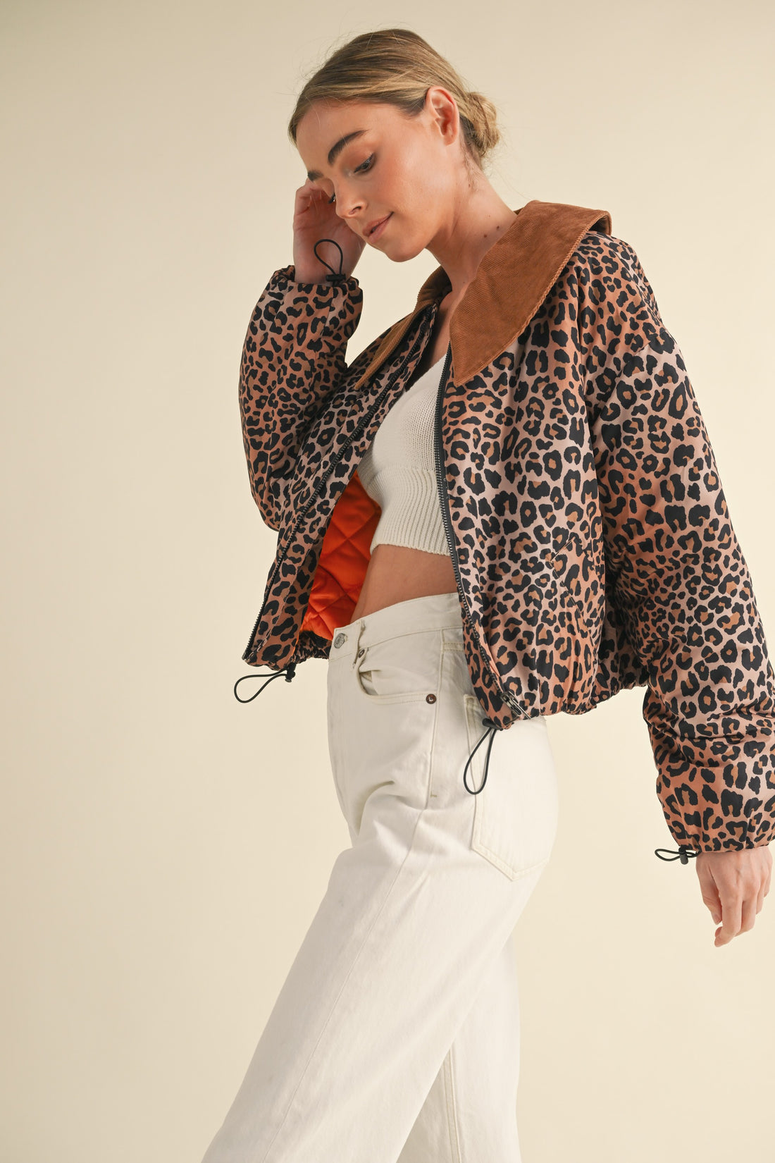 Leopard Printed Cute Collard Jacket