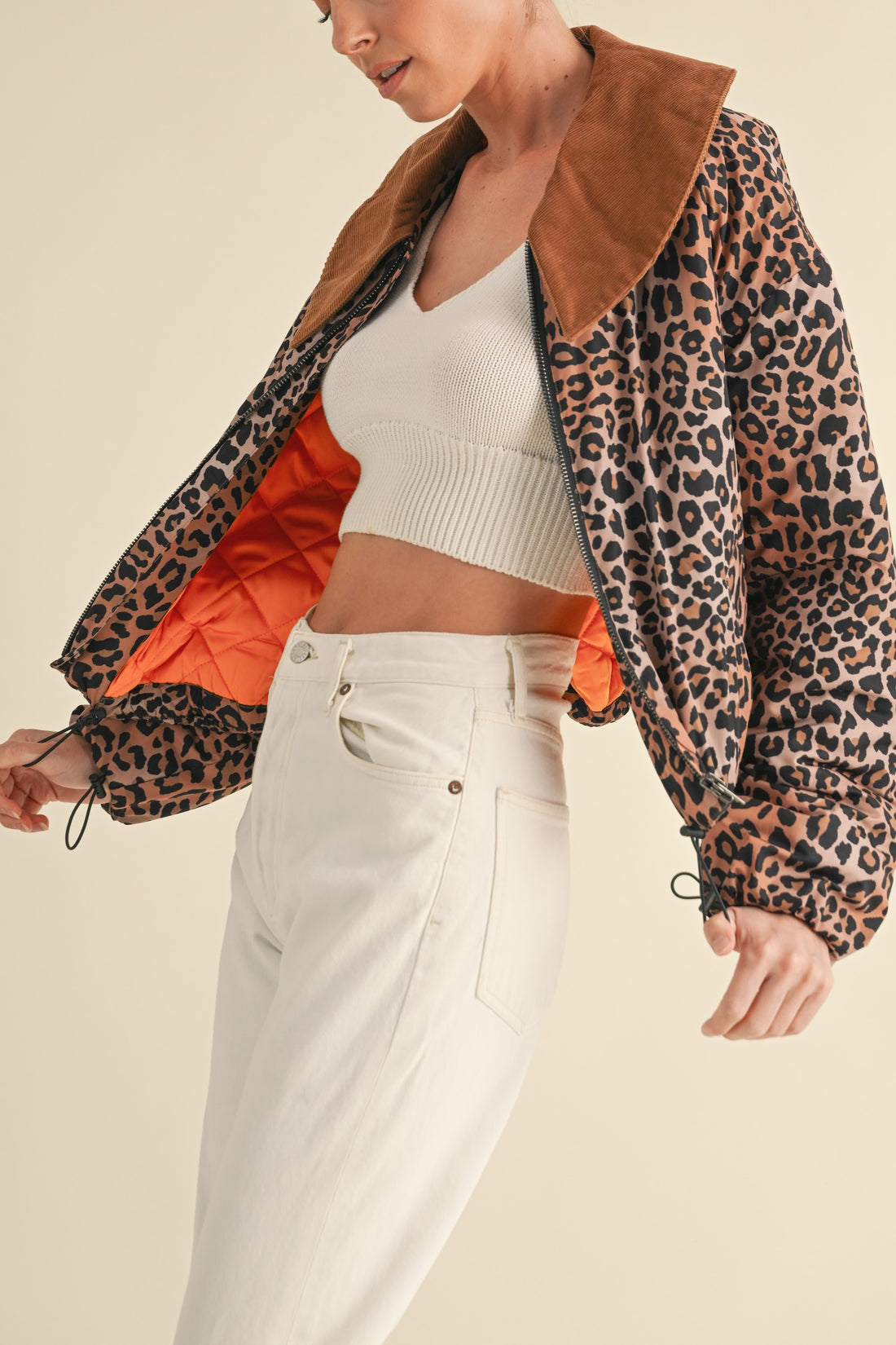 Leopard Printed Cute Collard Jacket