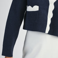 Scalloped Trim Cropped Cardigan