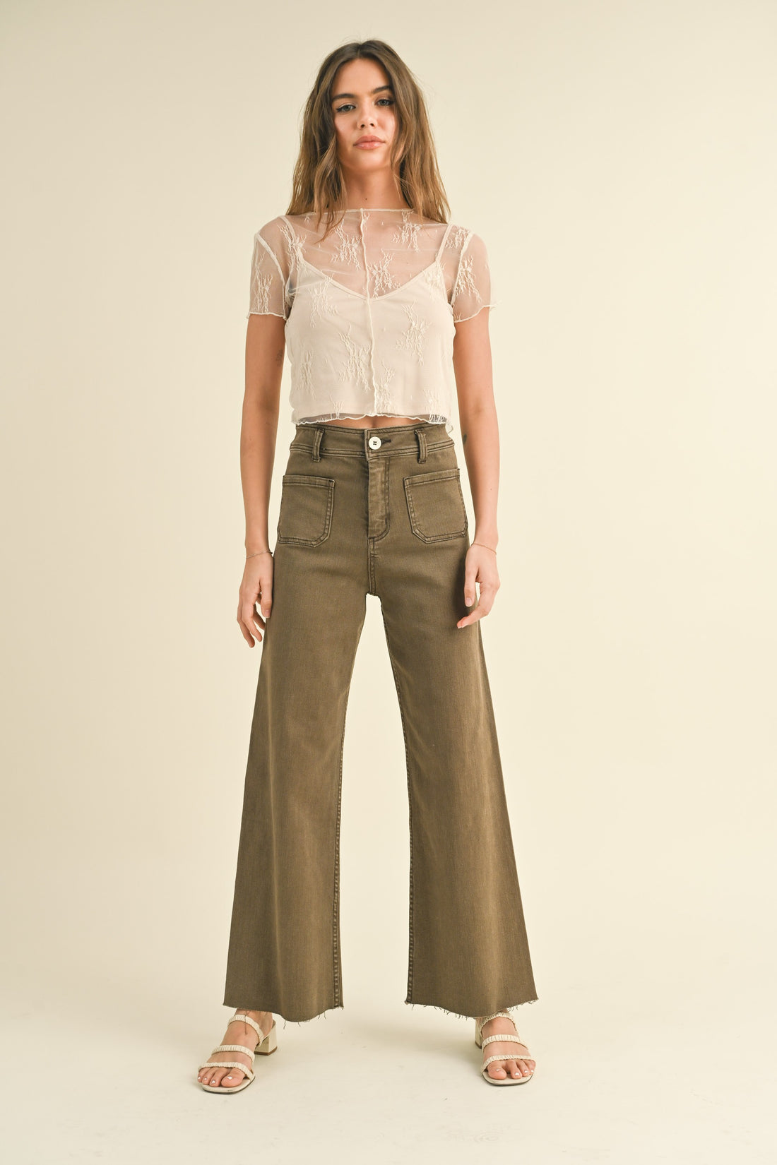 Front Pocket Wide Leg Pants