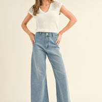 Straight Wide Leg Denim Pants