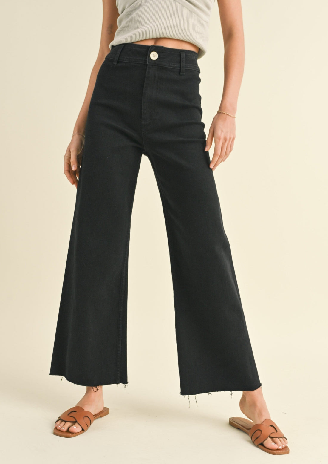 Straight Wide Leg Denim Pants