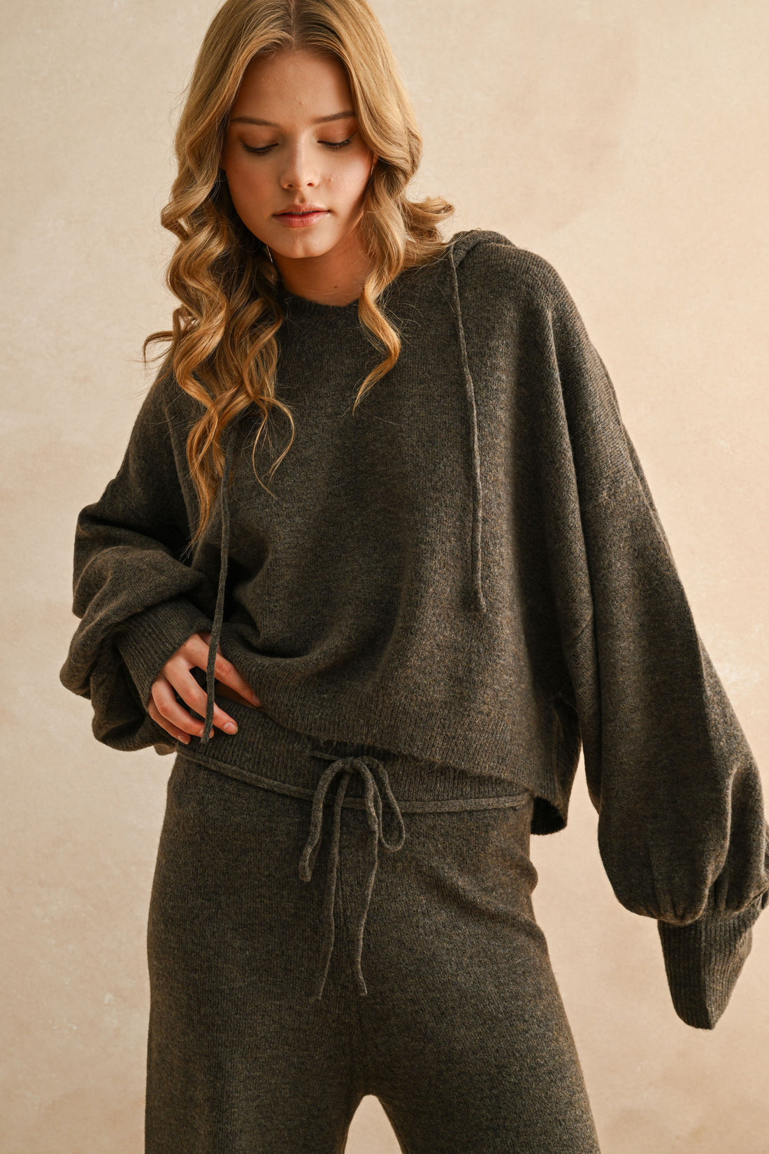 Balloon Sleeve Hoodie Sweater