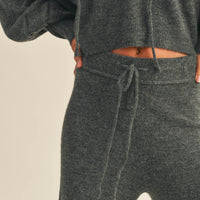 Balloon Sleeve Knit Hoodie Sweater